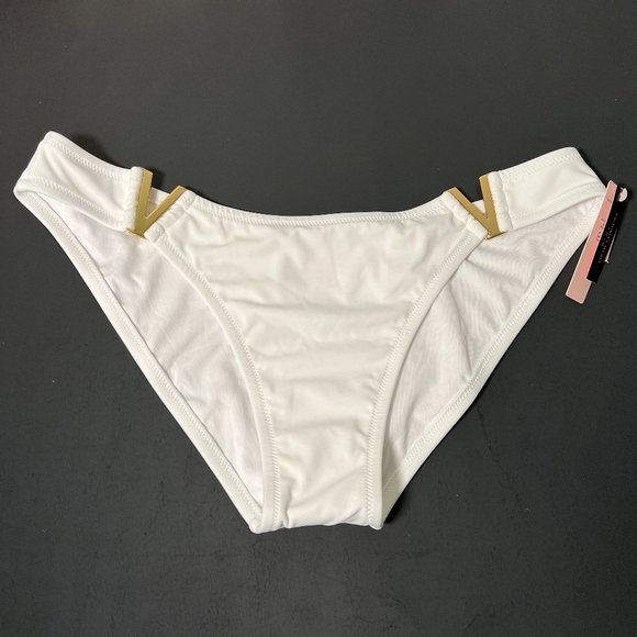 Victoria Secret Large L Cheeky Bikini Bottom V Hardware White Sexy - Picture 3 of 9